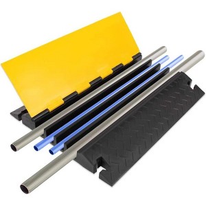 Pyle Cable Cover Ramp Safety Track 4-Channel Ultra Rugged—High Visibility Yellow, Heavy Duty, Indoor/Outdoor Use - 1 of 4