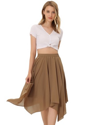 Beautiful LV Brand Women's Pleated High Waisted Skirt - Brown