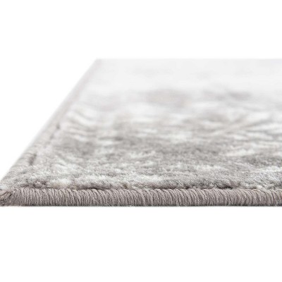 Light Gray Rectangular Stain-Resistant Indoor Area Rug