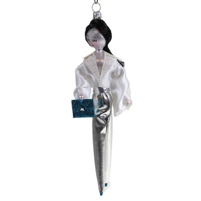 Italian Ornaments 7.0 Inch Chelsea In Silver Pants Ornament Italia Diva Lady Tree Ornaments