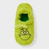 Women's The Grinch Faux Fur Slipper Socks with Grippers - Green - 3 of 4