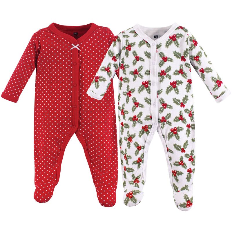 Hudson Baby Baby Cotton Snap Sleep and Play 2pk, Holly, 1 of 3