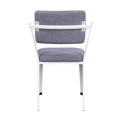 Gray Fabric and White Metal Upholstered Side Chair