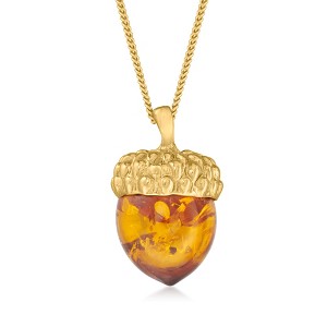 Ross-Simons Amber Acorn Pendant Necklace in 18kt Gold Over Sterling - 1 of 4