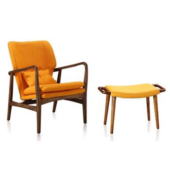 Bradley Accent Chair and Ottoman Yellow - Manhattan Comfort