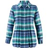 Collections Etc Pintuck & Plaid Flannel Button Front Long Sleeve Shirt Large Women Purple Multi - 4 of 4