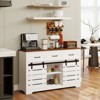Vynxaria 53" Farmhouse Sideboard Buffet Storage Cabinet with 3 Drawers, 2 Sliding Barn Doors, 2 Adjustable Shelves, Coffee Bar - 2 of 4
