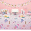 Blue Panda 100 Piece Pink Space Themed Party Supplies and Dinnerware Set for Girls Galaxy Themed Birthday, Serves 24 - 2 of 4