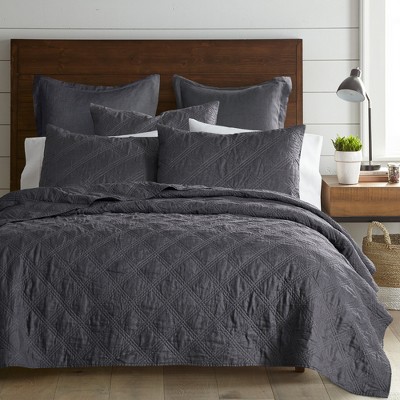 Linen Front/cotton Back Twin/twin Xl Quilt - Charcoal - Levtex Home ...