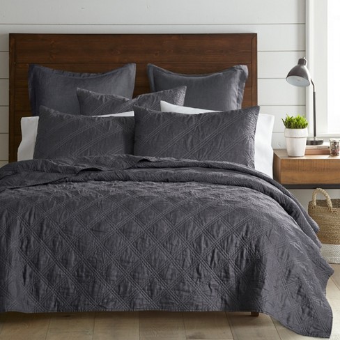 Linen Front/cotton Back Twin Quilt - Charcoal - Levtex Home : Target