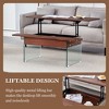 Lirago Brown Marble Lift-Top Coffee Table 43.3x23.6x16.3" with Hidden Storage and Tempered Glass Legs - 3 of 4