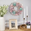 Northlight Wooden Floral Artificial Spring Wreath with Thistles  - 13.5" - Pink and Blue - 3 of 4