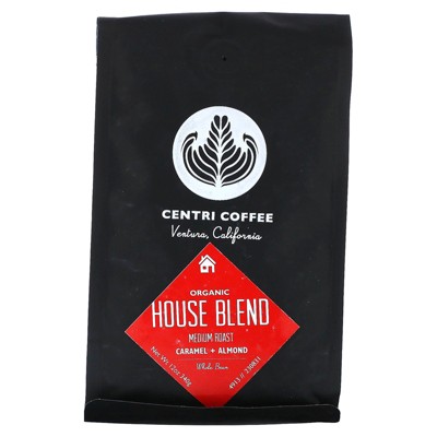Cafe Altura Centri Coffee, Organic House Blend, Caramel + Almond, Whole Bean, Medium Roast, 12 oz (340 g)