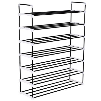 vidaXL Shoe Rack Black Metal and Plastic Large Shoe Rack Rectangular