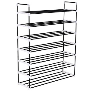 vidaXL Shoe Rack Black Metal and Plastic Large Shoe Rack Rectangular - 1 of 4