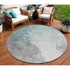 Pale Aqua And Gray Abstract Washable Indoor Outdoor Area Rug - 2 of 4