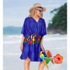 LA LEELA Women's House Daily Routine Evening Wear Vacation Casual Dailywear Holiday Loungewear Oversize Caftan Mini Casual Sundress 2X-3X Blue, Floral - 2 of 4