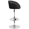 Merrick Lane Bucket Seat Bar and Dining Stool Modern Stool with 360 Swivel, Adjustable Height and Metal Footrest - 3 of 4