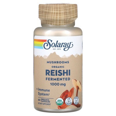 Solaray Fermented Reishi Mushroom, 60 Organic Capsules (500 mg per Capsule)