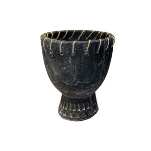 Slickblue Black Cement Goblet Planter - Classic Planters in Small and Large Sizes - 1 of 4