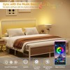 Whizmax Rattan Bed Frame with Led Light Headboard, Bohemian Style Cane Boho Bed Frames with Heavy Duty Steel Slat Support, No Box Spring Needed, White - 2 of 4