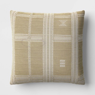 18"x18" Textural Woven Plaid Square Outdoor Throw Pillows Sage Green - Threshold™