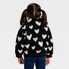 Toddler Girls' Heart Jacquard Cozy Fleece Jacket - Cat & Jack™ Black - 2 of 3