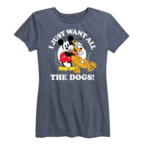 Women's - Disney - Mickey Mouse and Pluto I Just Want All The Dogs Short Sleeve Graphic T-Shirt - 1 of 4