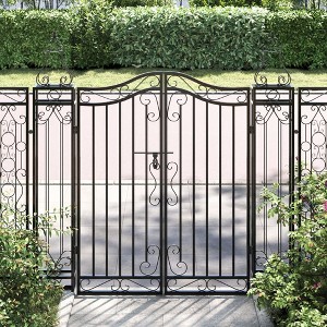 vidaXL Garden Gate Black 47.6"x3.1"x39.4" Wrought Iron - 1 of 4