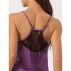 cheibear Women's Satin Sliky Sleeveless Lace Trim Camisole Tops with Shorts Pajamas Sets - 4 of 4