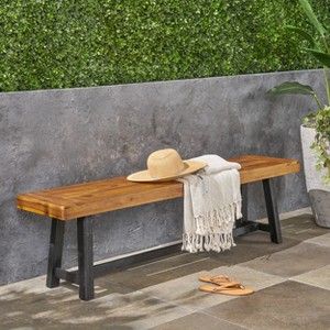GDFStudio Foster Outdoor 63" Acacia Wood Bench - 1 of 4