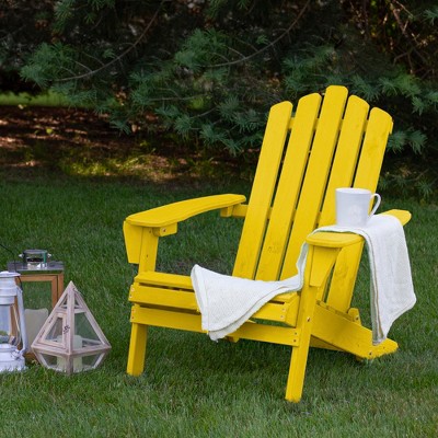 Yellow Climate Resistant Wooden Folding Adirondack Chair