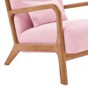 JUJABU Modern Accent Chair with Ribbed Corduroy Upholstery & Lumbar Pillow – Natural Wood Frame - 4 of 4