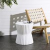 LuxenHome Outdoor Side Table, 18"White with Gray Fluted Hourglass-Shape Round Cement End Table, Accent Table for Indoor and Outdoor - 2 of 4