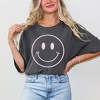 Simply Sage Market Women's Smiley Face Outline Puff Print Short Sleeve Garment Dyed Tee - 2 of 4