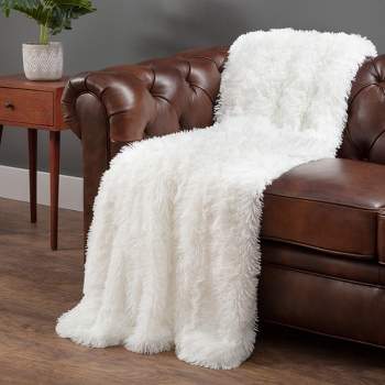Chanasya Solid Faux Long Fur Fuzzy Throw Blanket