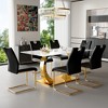 7-Piece Dining Set with 4 Upholstered Chairs and Tempered Glass Rock Top - 2 of 4