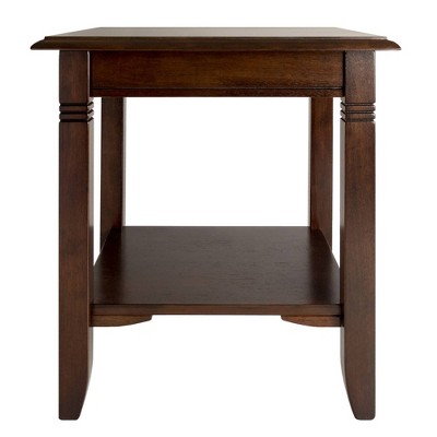 Nolan Cappuccino Square Wood End Table with Shelf