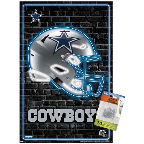 Trends International Nfl Dallas Cowboys - Neon Helmet 23 Unframed Wall  Poster Print Clear Push Pins Bundle 14.725' X 22.375' : Target