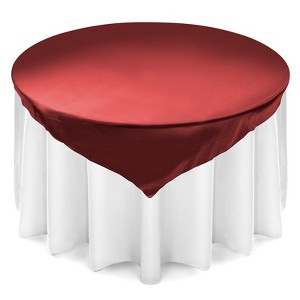 Lann's Linens 5-Pack Square Satin Tablecloth Overlays for Wedding, Banquet - 1 of 2