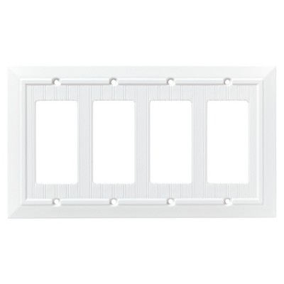 Franklin Brass Classic Beadboard Quad Decorator Wall Plate White