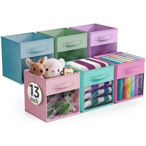 Sorbus 13 Inch 6 Pack Collapsible Fabric Storage Bins With Clear Window ...