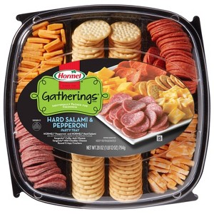 Hormel Gatherings Hard Salami, Pepperoni, Cheese & Crackers Party Tray - 28oz - 1 of 4