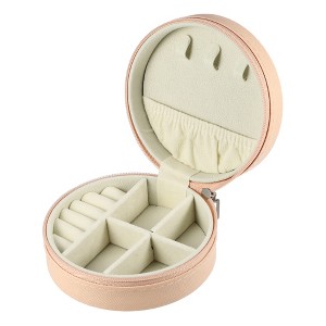 Unique Bargains Portable Round Jewelry Box for Travel 1 Pc - 1 of 4