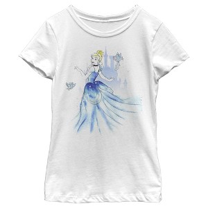 Girl's Cinderella Watercolor Dress T-Shirt - 1 of 4