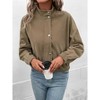 Clearlove Women Casual Corduroy Jacket Collar Zip Up Cropped Coat - 4 of 4