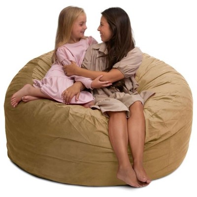 Ultimate Sack 5ft Bean Bag Chair, Oversized Comfortable Indoor Floor Lounger, Giant Foam-Filled Furniture for Relaxing, Camel Suede