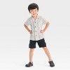 Toddler Boys' Striped Woven Shirt - Cat & Jack™ Black/White - 3 of 3