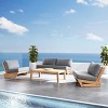 Spatial Balance Indoor Outdoor Set Ribbed Wood Coffee Table & Matching Fabric Seating Group - 2 of 4