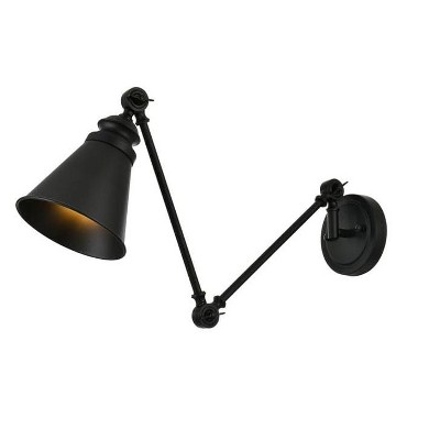 Elegant Lighting Ledger 1 light Black swing arm wall sconce